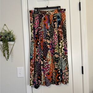 Intro Lined Colorful Mixed Print Boho Long Skirt